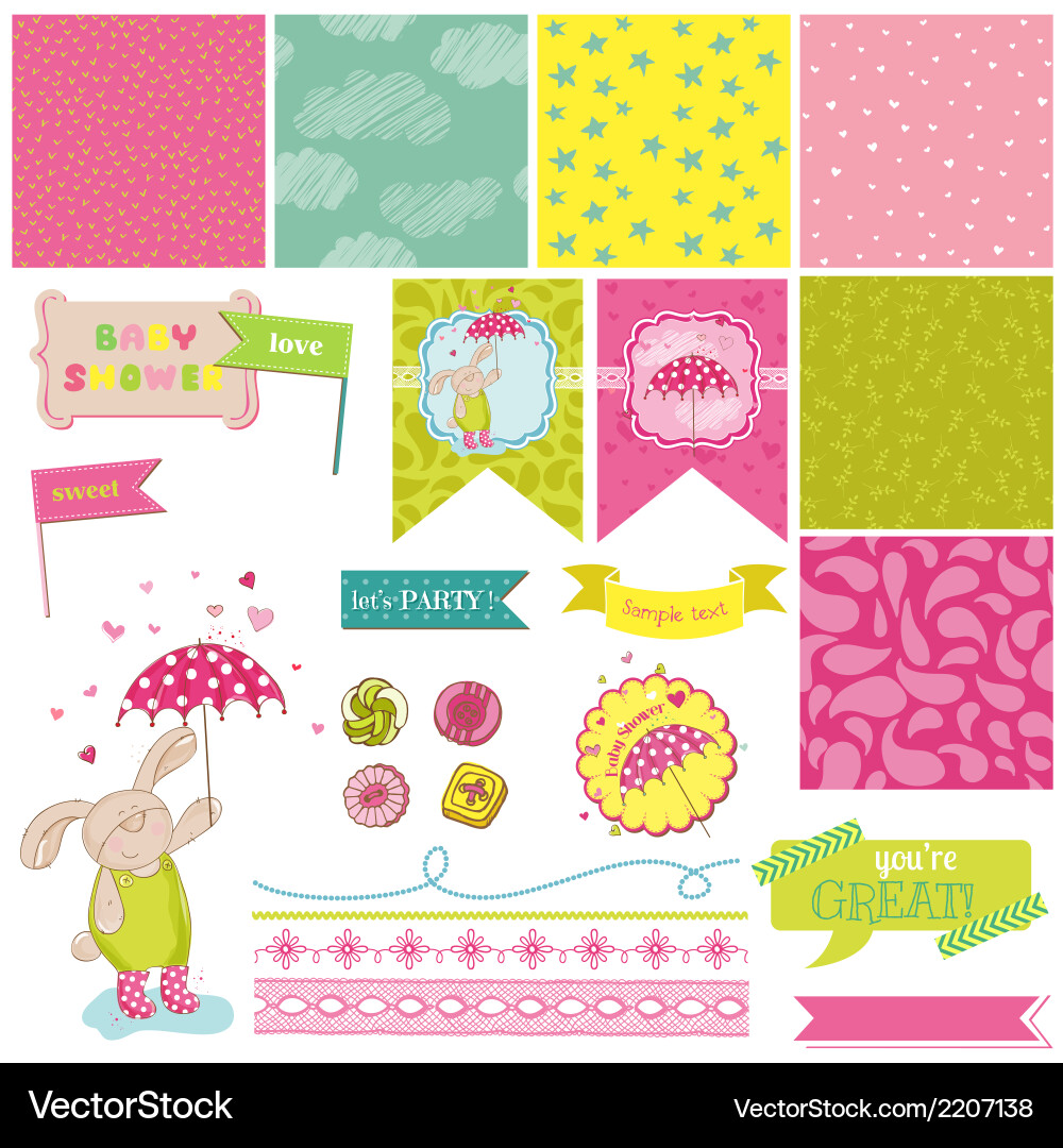 Bunny Baby Shower Decorations Vector Image