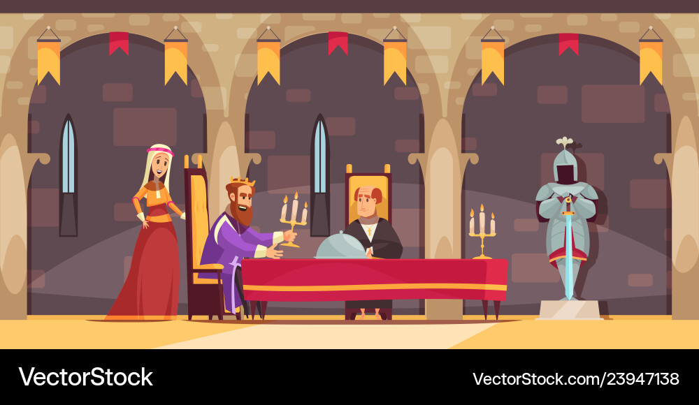 Castle people composition Royalty Free Vector Image