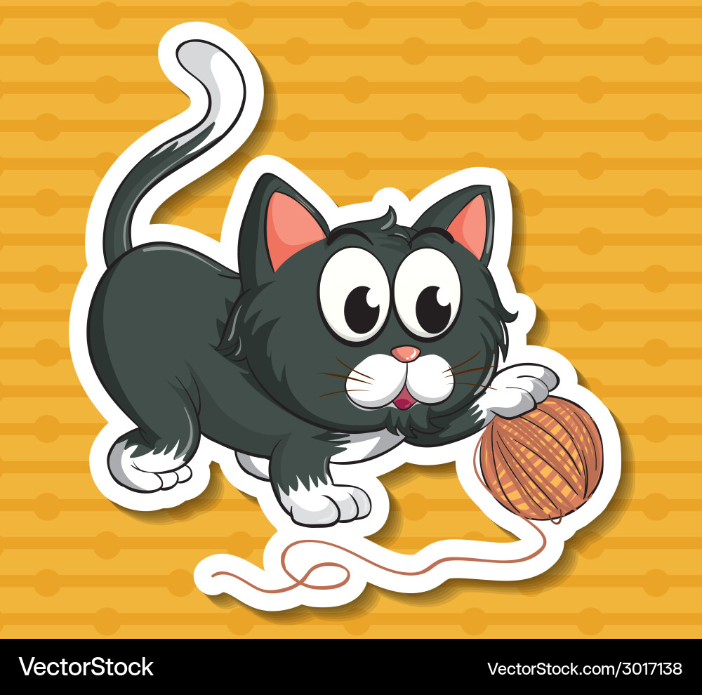 Cat and string Vector Image