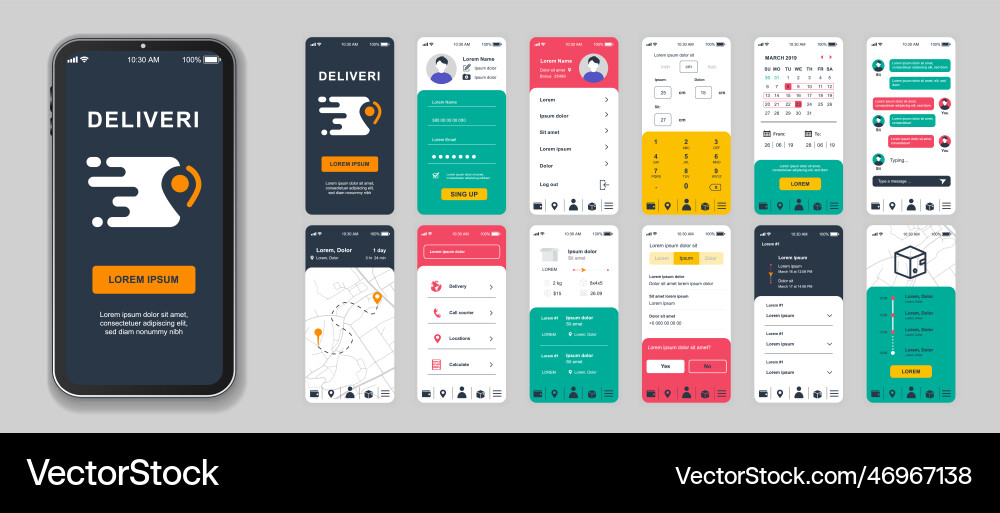 Delivery mobile app screens set for web templates vector image