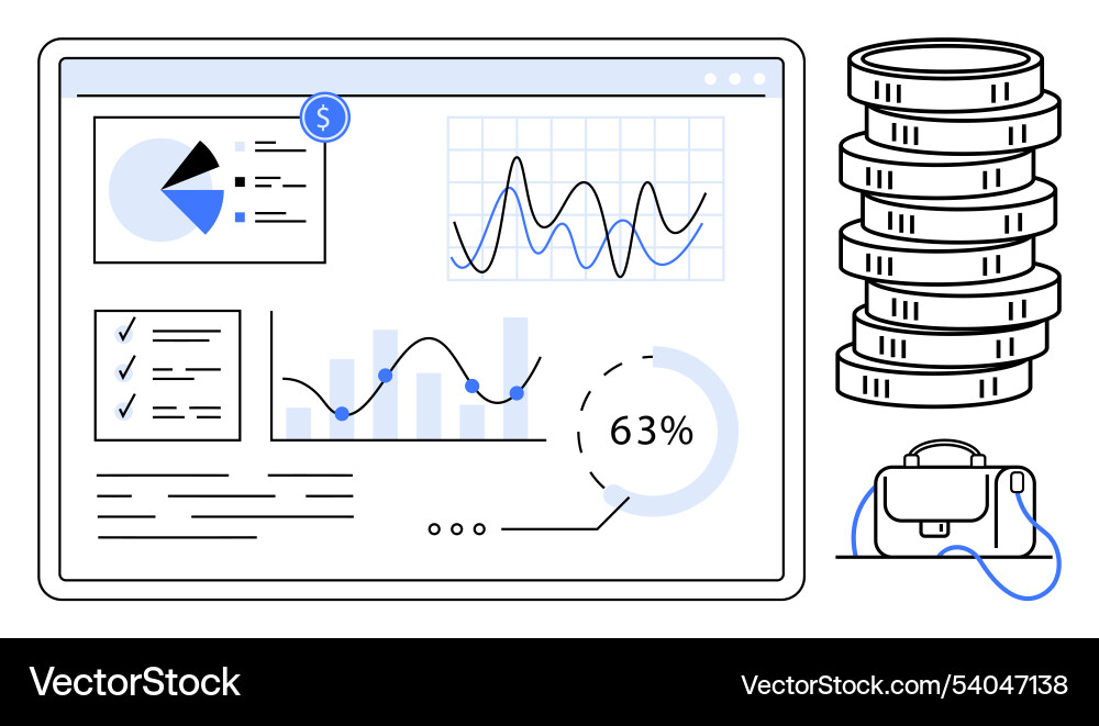 Financial dashboard with performance metrics Financial dashboard with performance metrics vector image