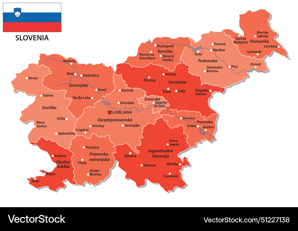 Map of the twelve statistical regions slovenia Map of the twelve statistical regions slovenia vector image