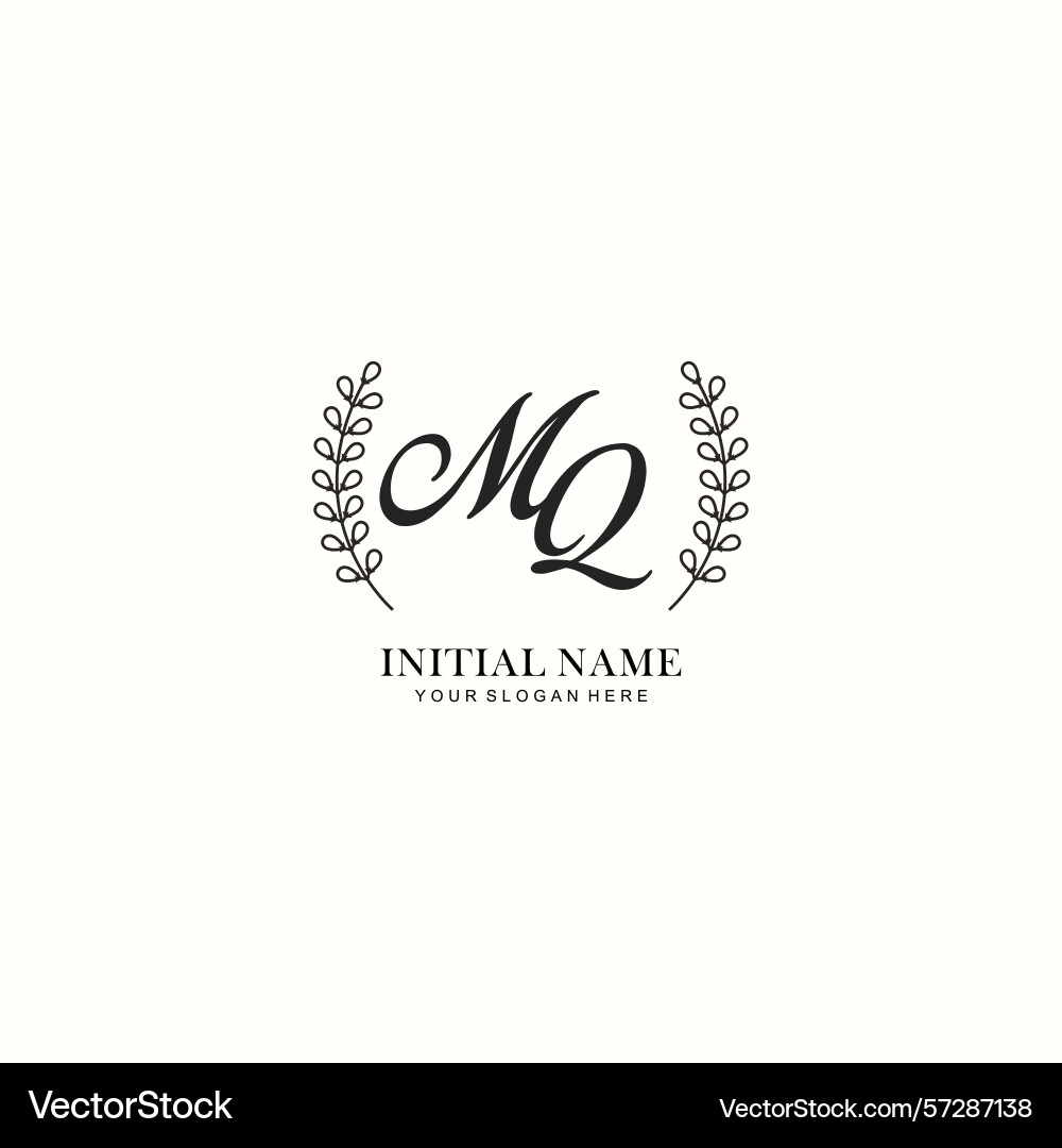 Mq initial logo templates with botanical elements Vector Image