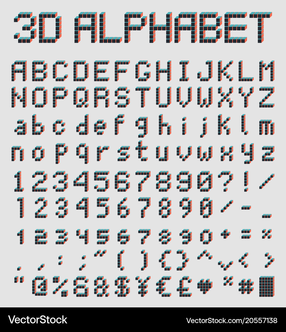 Retro 8-Bit Pixel Font vector image