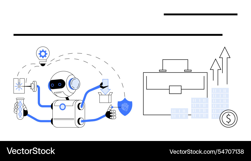 Robotic process automation enhancing efficiency Vector Image