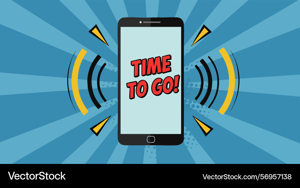 Smartphone with time to go alert notification Vector Image