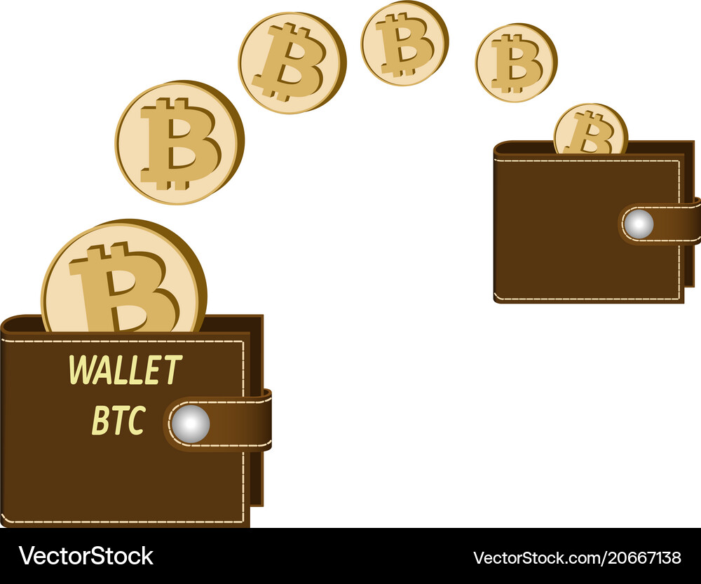 Transfer bitcoin coins from one wallet to another – Royalty-Free Vector |  VectorStock