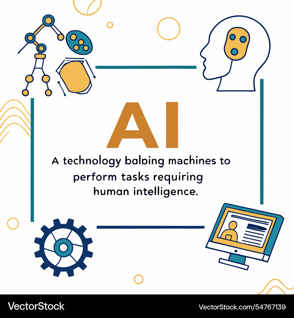 Ai basics with silhouettes simplifying artificial Ai basics with silhouettes simplifying artificial Vector Image