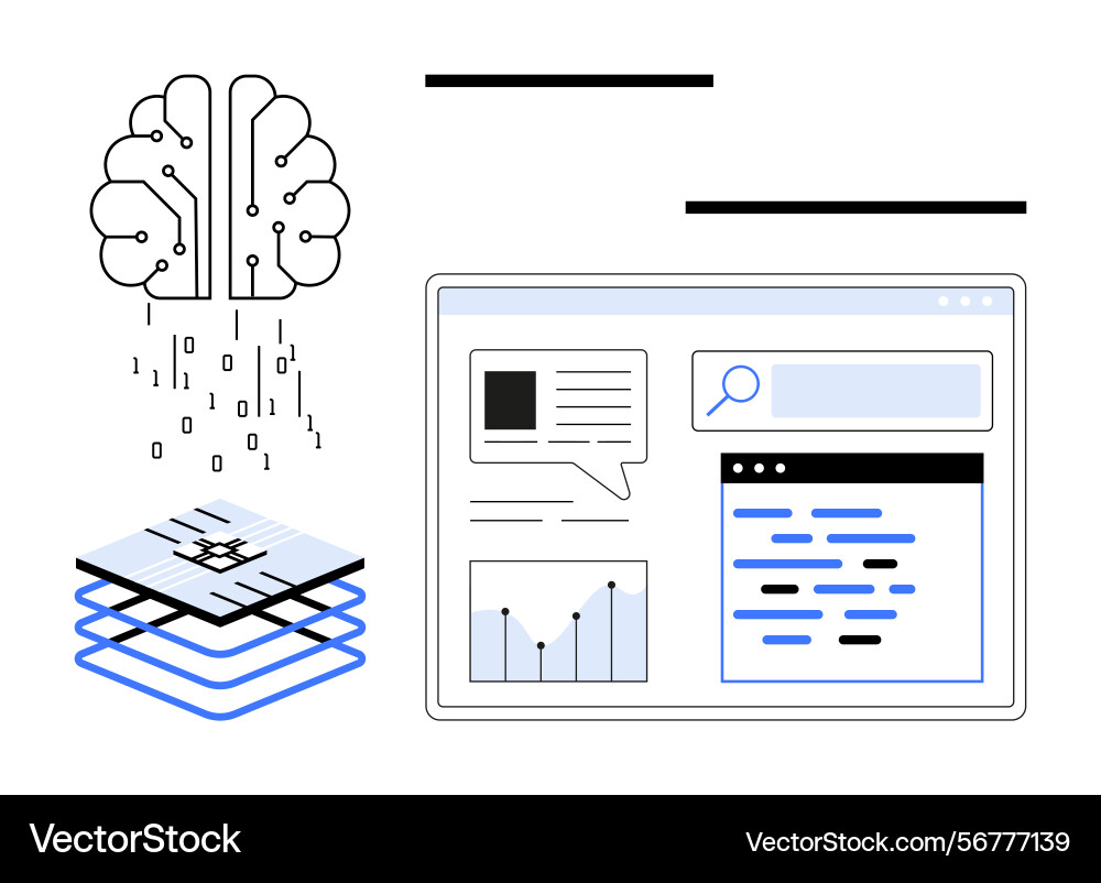 Artificial intelligence processing and data Artificial intelligence processing and data vector image