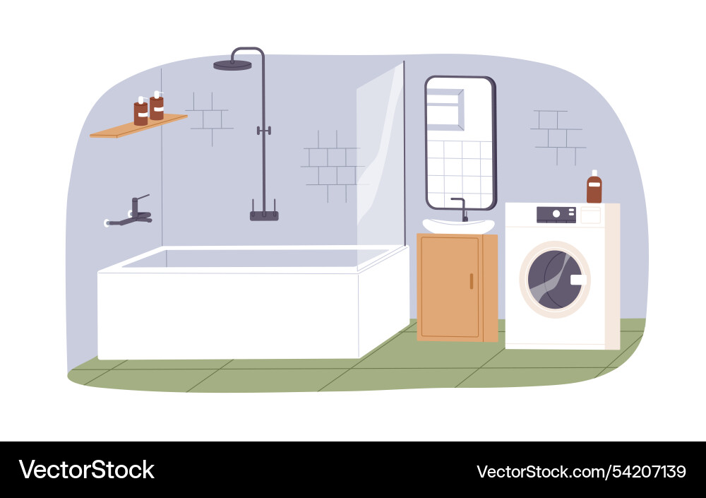 Badezimmer mit Badewanne Dusche Waschbecken Badezimmer mit Badewanne Dusche Waschbecken vektorbild