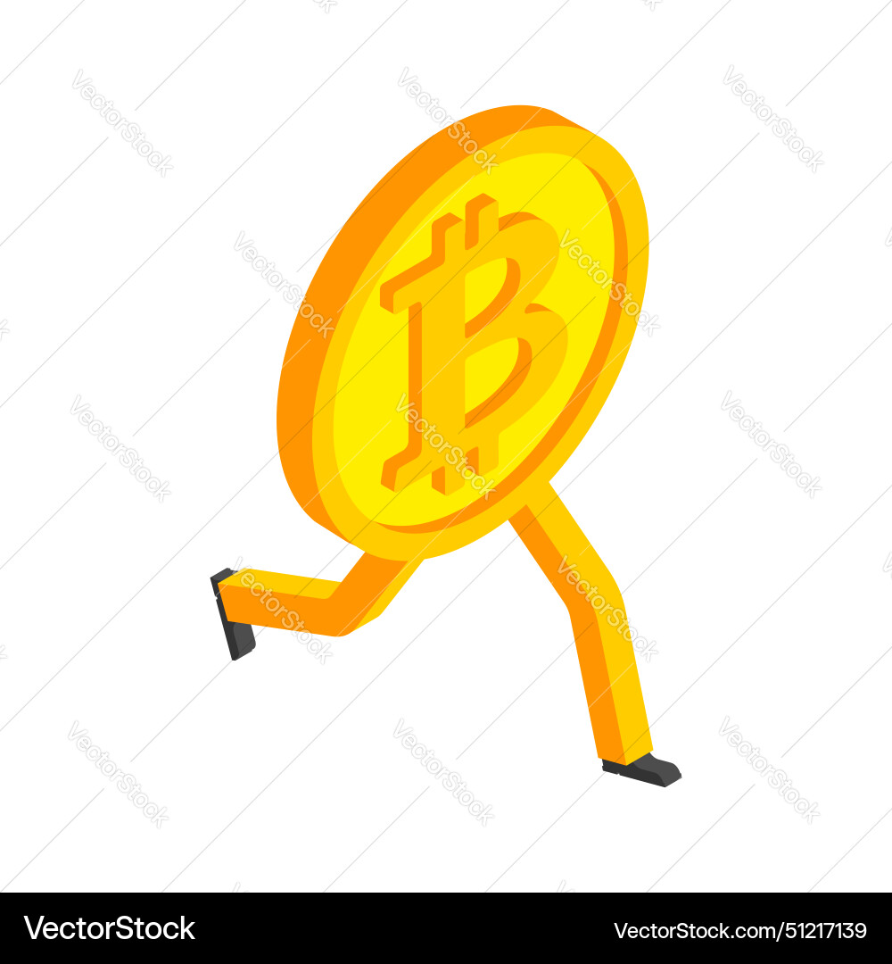 Bitcoin is running concept increase in value Bitcoin is running concept increase in value vector image