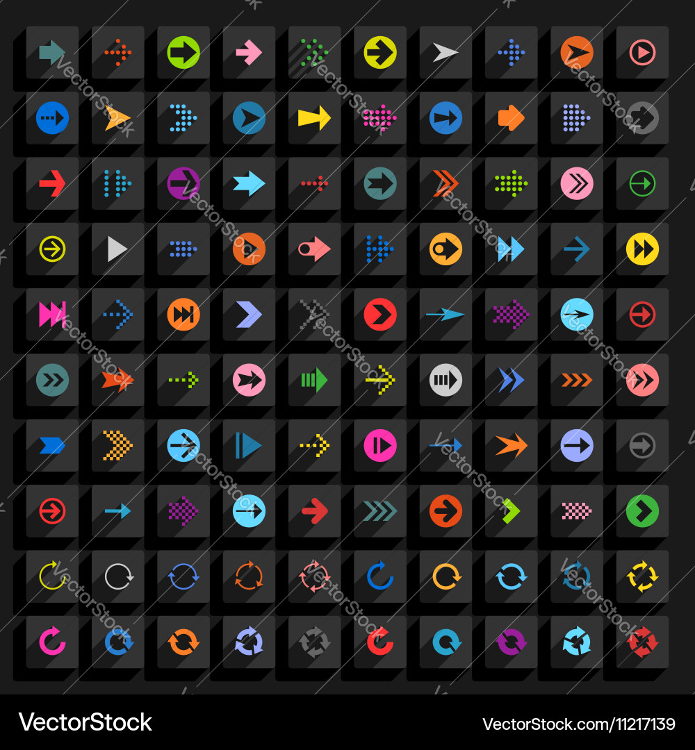 Flat arrow icon square web button Vector Image