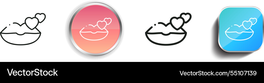 Kiss icon thin linear regular and button style Kiss icon thin linear regular and button style vector image