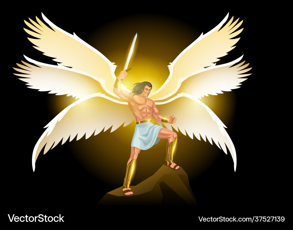 Michael archangel with six wings holding Michael archangel with six wings holding vector image