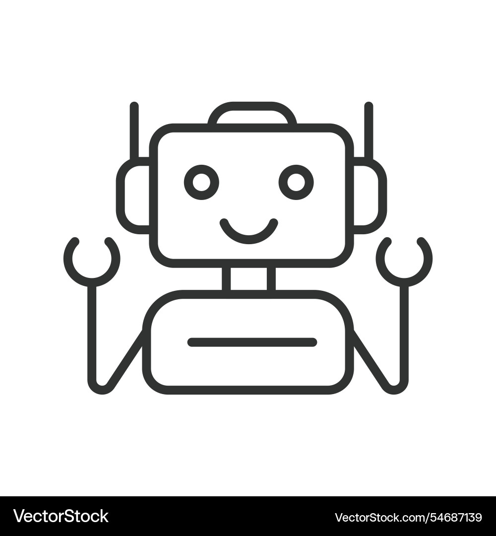 Roboter-Icon in Linien-Design Android-Maschine vektorbild