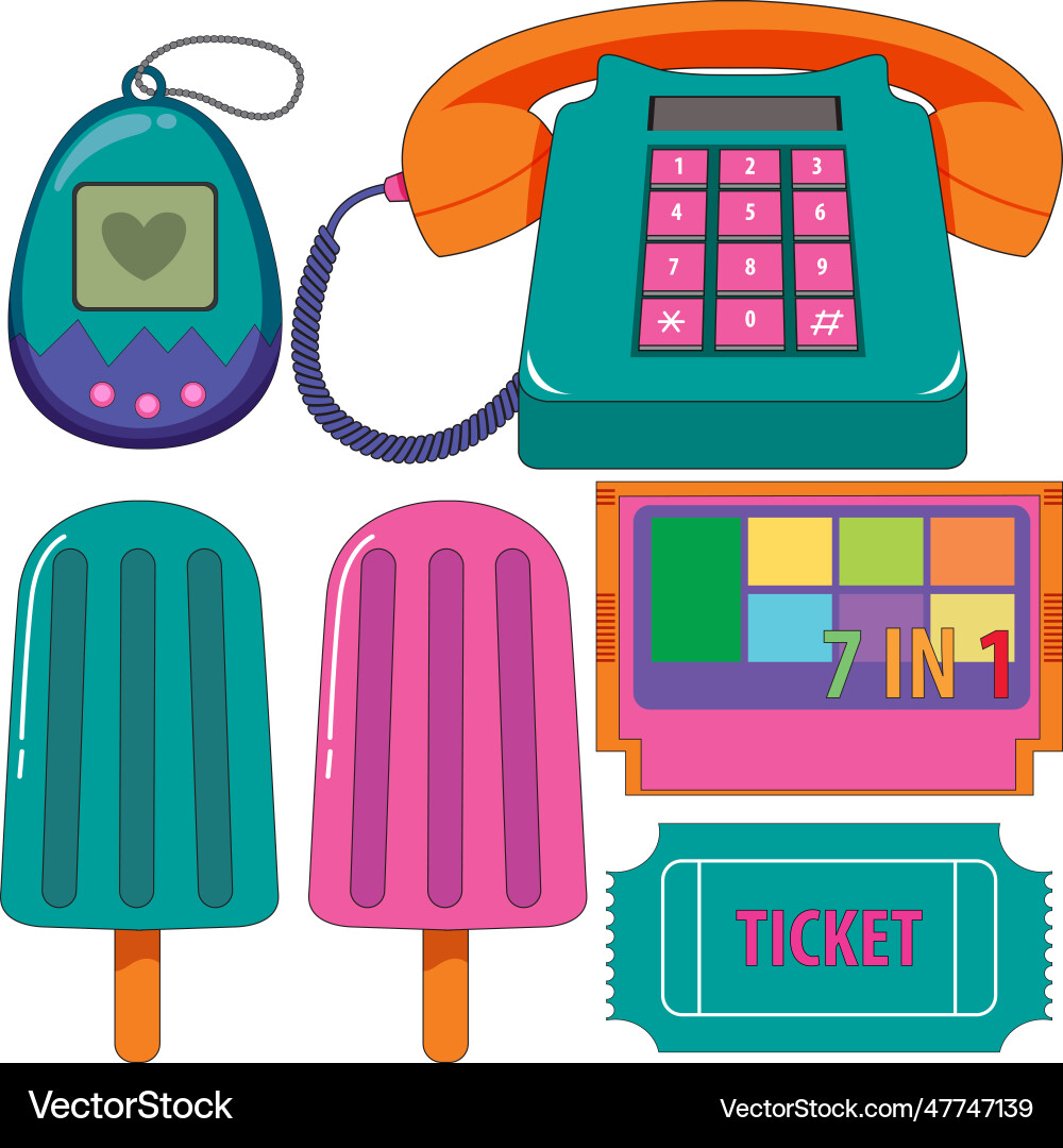 Set of retro object Set of retro object vector image