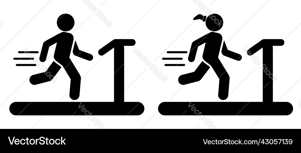 Simple stickman stick man woman run Royalty Free Vector