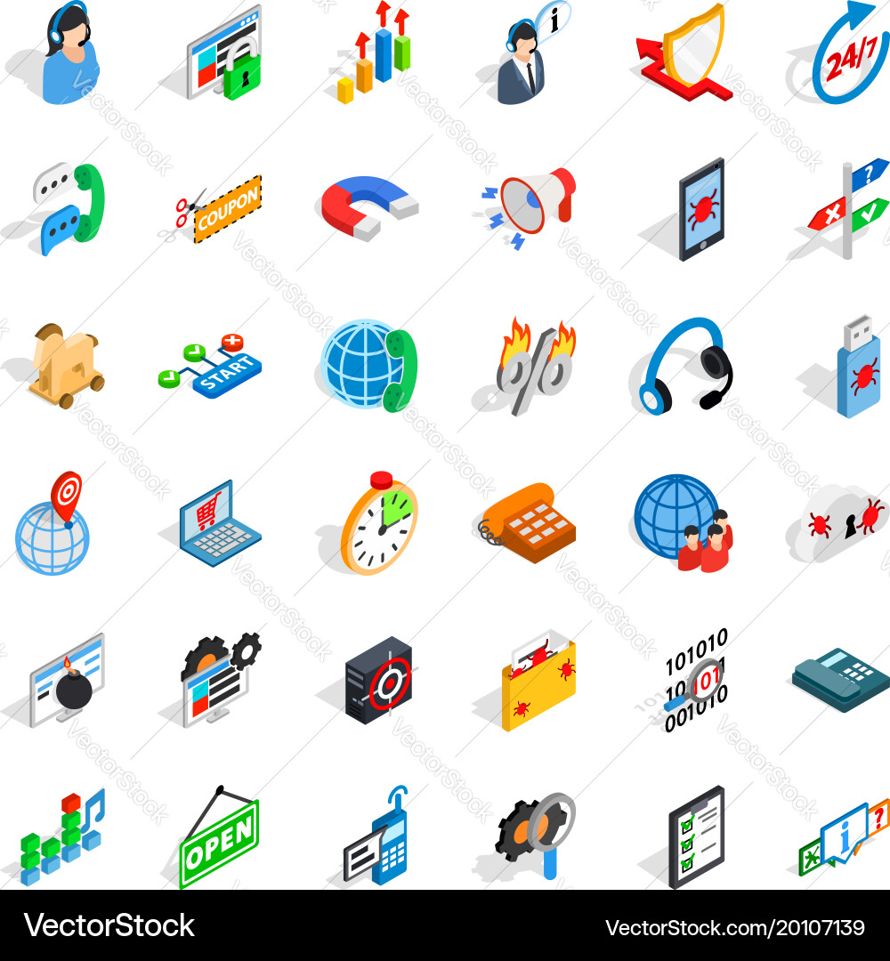 Smart net icons set isometric style Vector Image