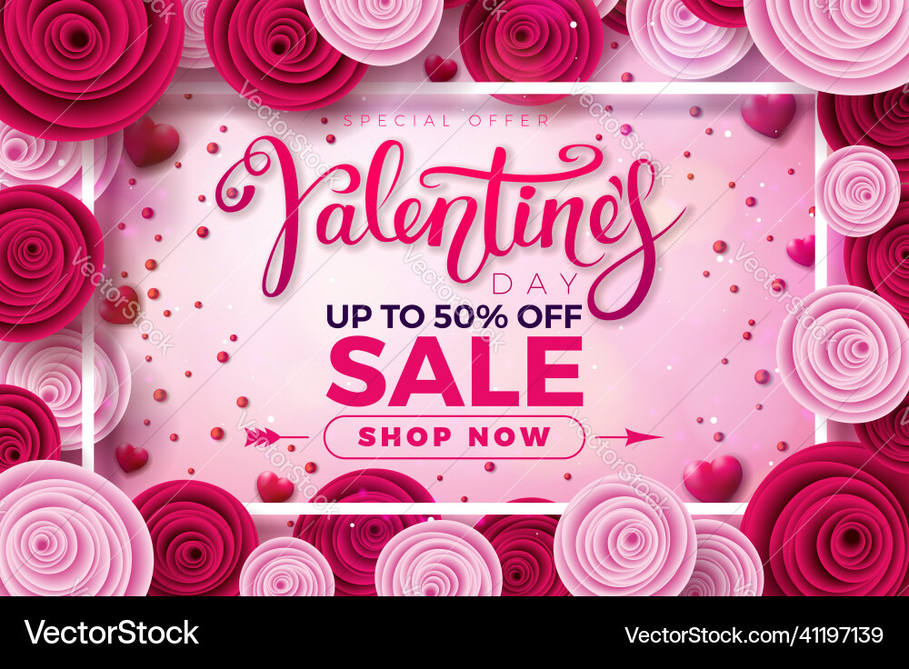 Valentines day special offer sale design vector image