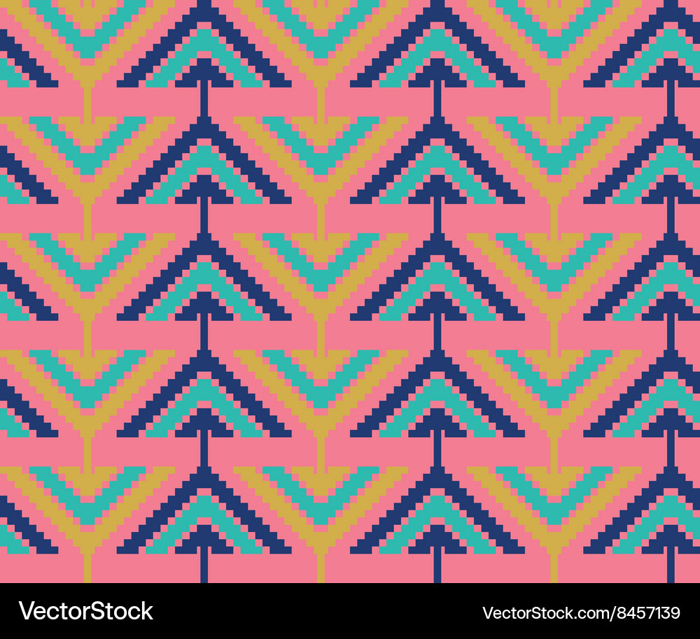 Vintage seamless pattern with triangles and pixels Vector Image