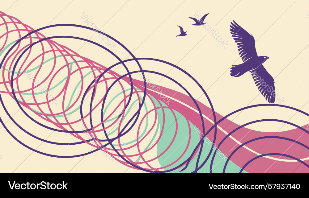 Bird in Flight - Abstract Circles Vector Image