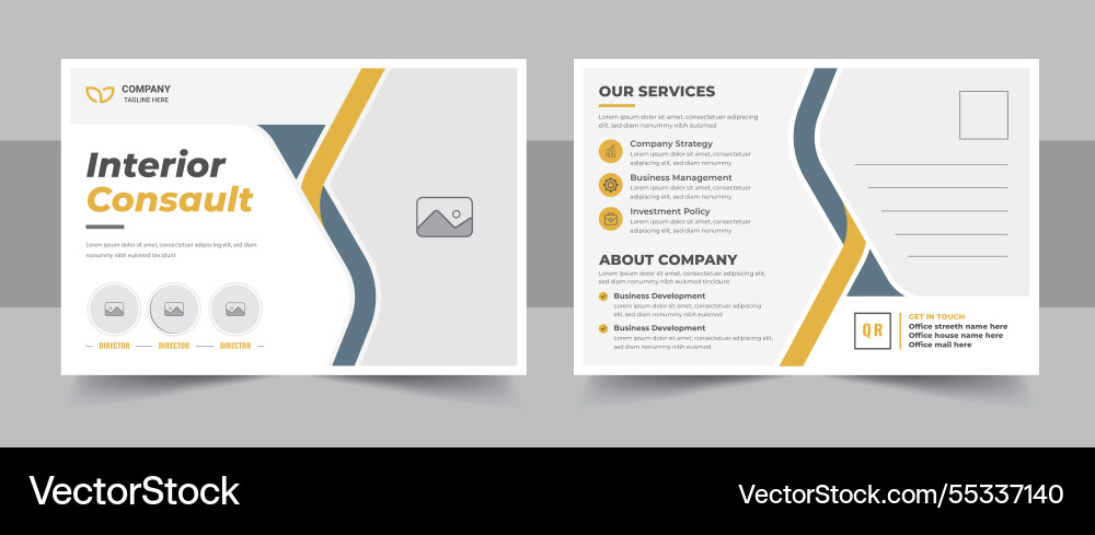 Interior postcard design template Interior postcard design template vector image