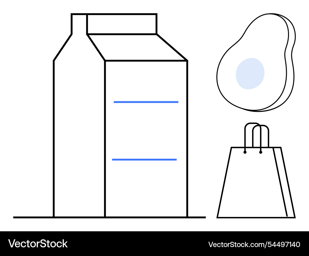 Minimalist grocery shopping elements with milk Minimalist grocery shopping elements with milk vector image