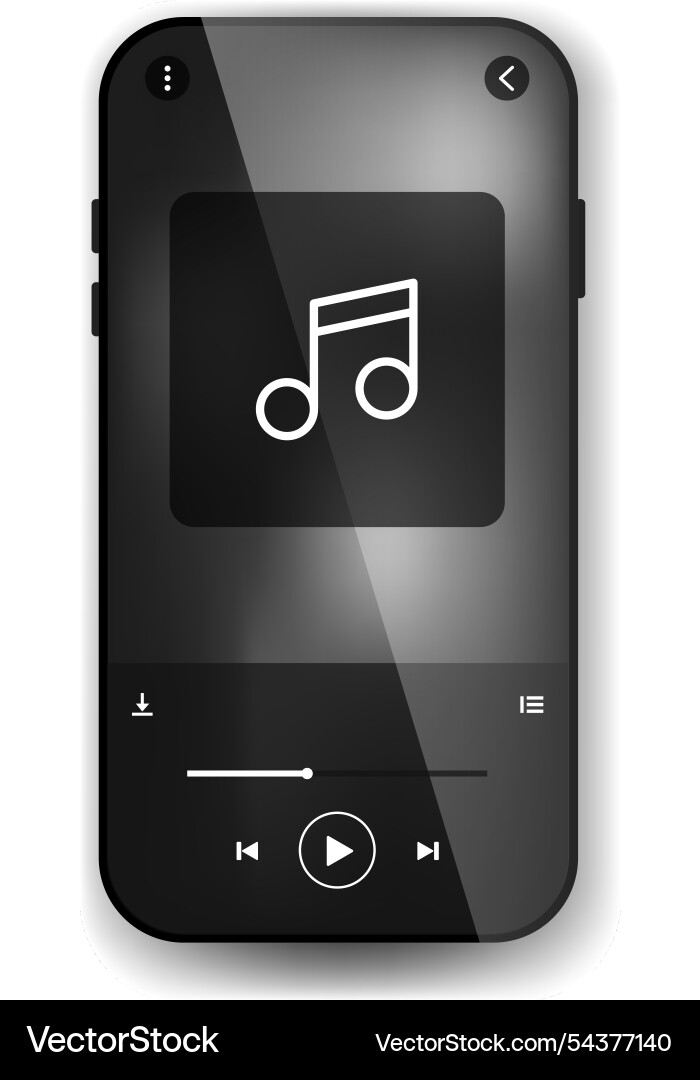 Minimalist music player interface with playback vector image