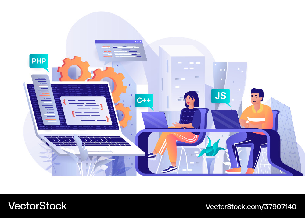Programming software concept in flat design Programming software concept in flat design vector image