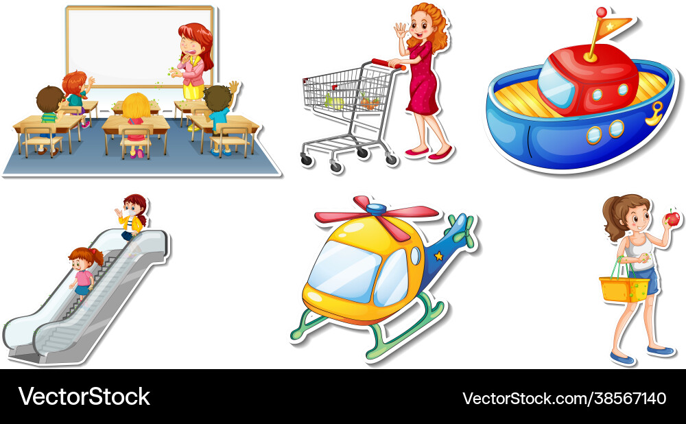 Random stickers with transportable vehicle objects Vector Image