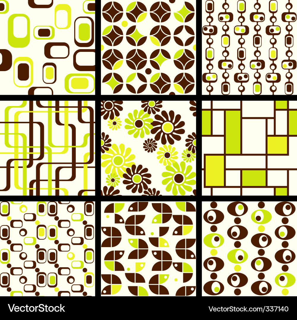 Retro Mod Seamless Patterns vector image