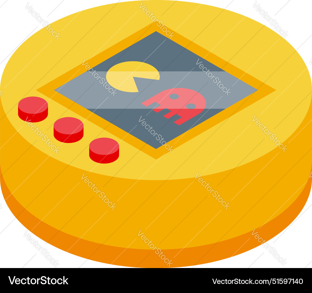 Yellow handheld game console showing pixelated Vector Image