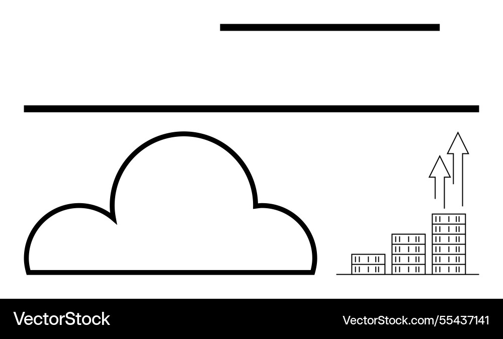 Cloud computing growth with rising bar chart Vector Image