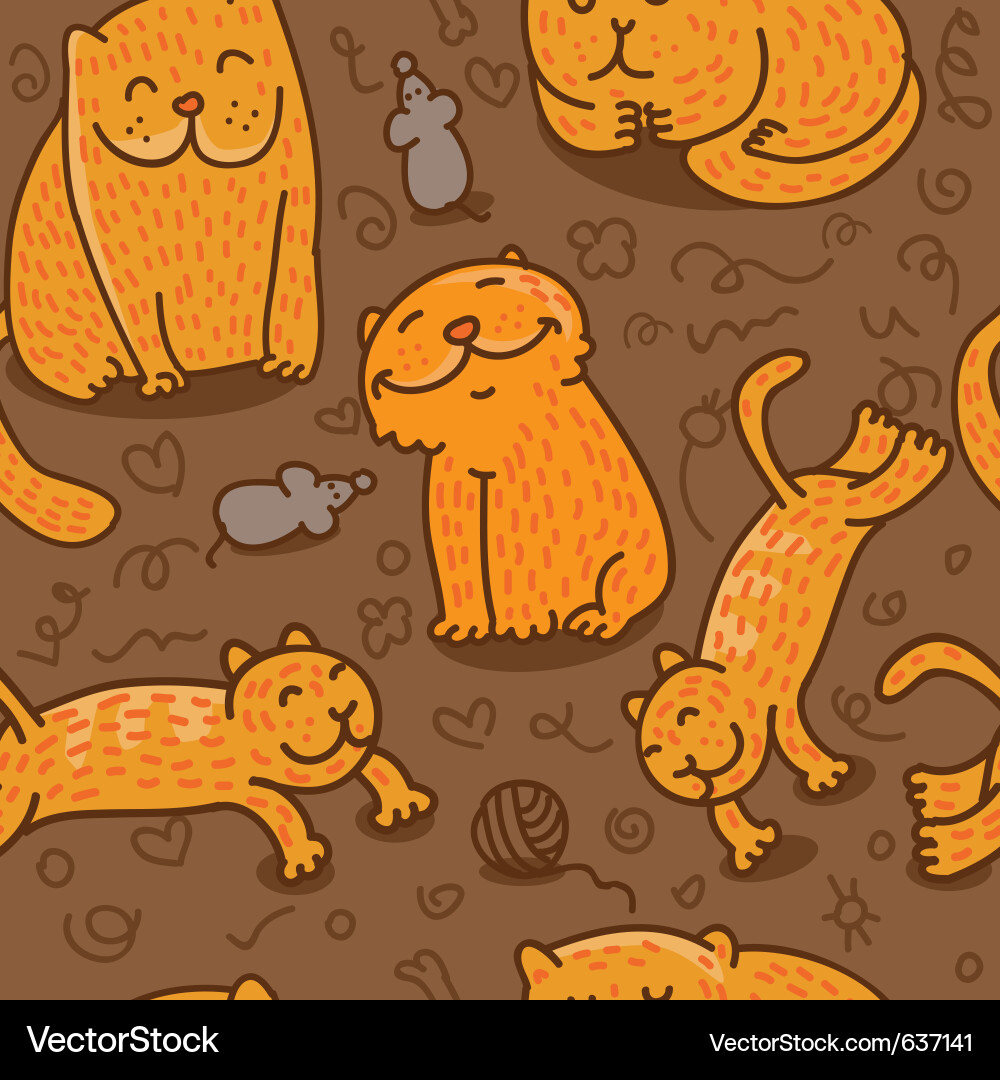 Cute Cat Pattern Vector Image