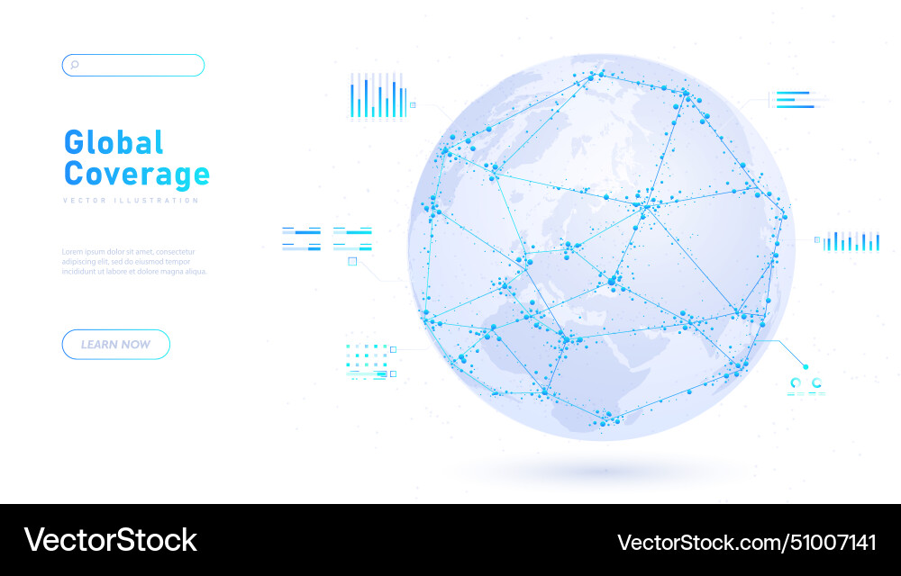 Global coverage white poster Royalty Free Vector Image