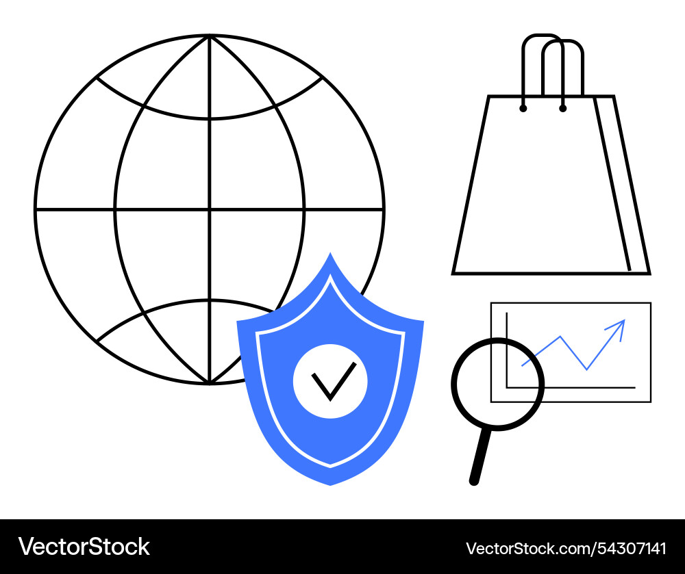 Global ecommerce security solutions with data Global ecommerce security solutions with data vector image