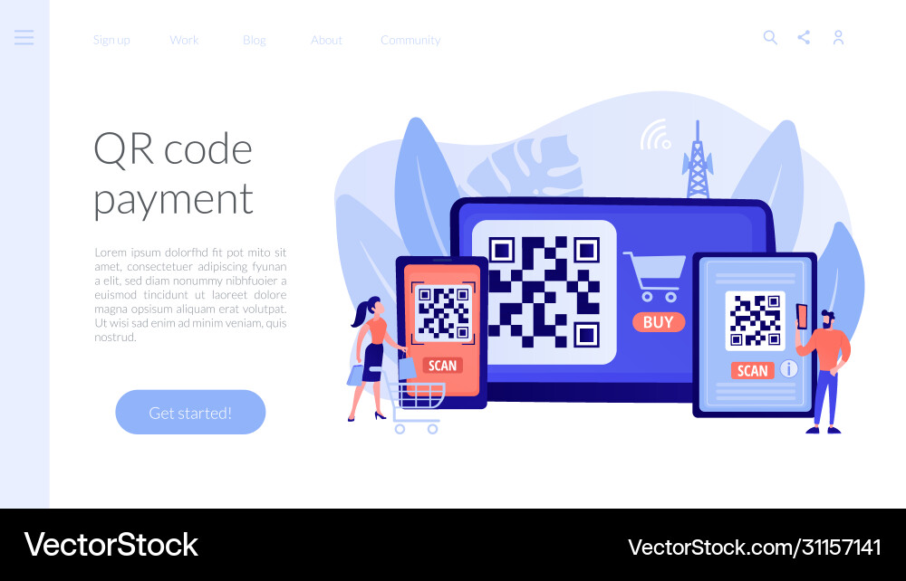 QR Code Payment App Landing Page vector image