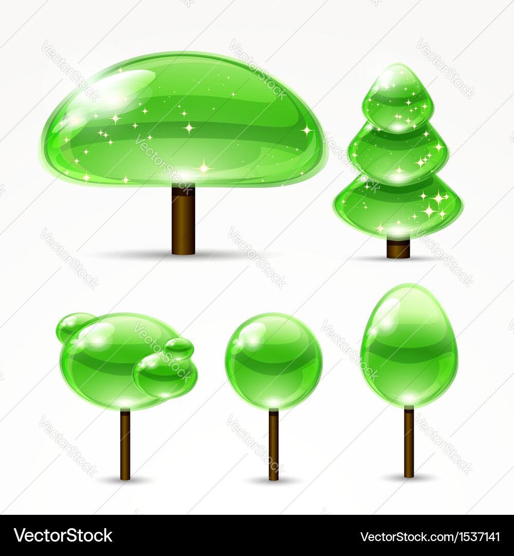 Web abstract trees a set of glossy icons Vector Image