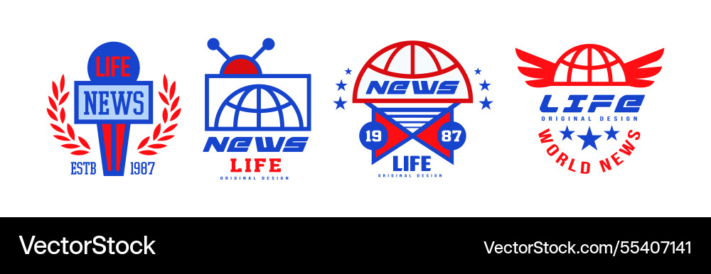 Weltlebensnachrichten Logo Design und Emblem Vorlage Weltlebensnachrichten Logo Design und Emblem Vorlage Vektorbild