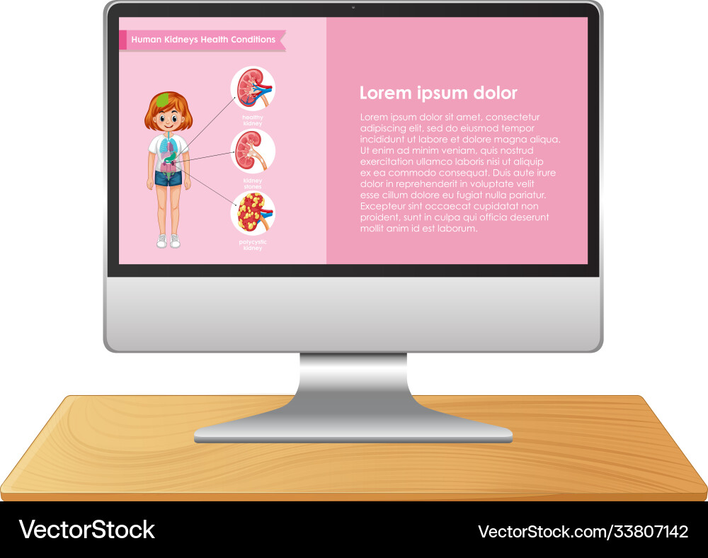 Computer with science infographic on screen Computer with science infographic on screen vector image