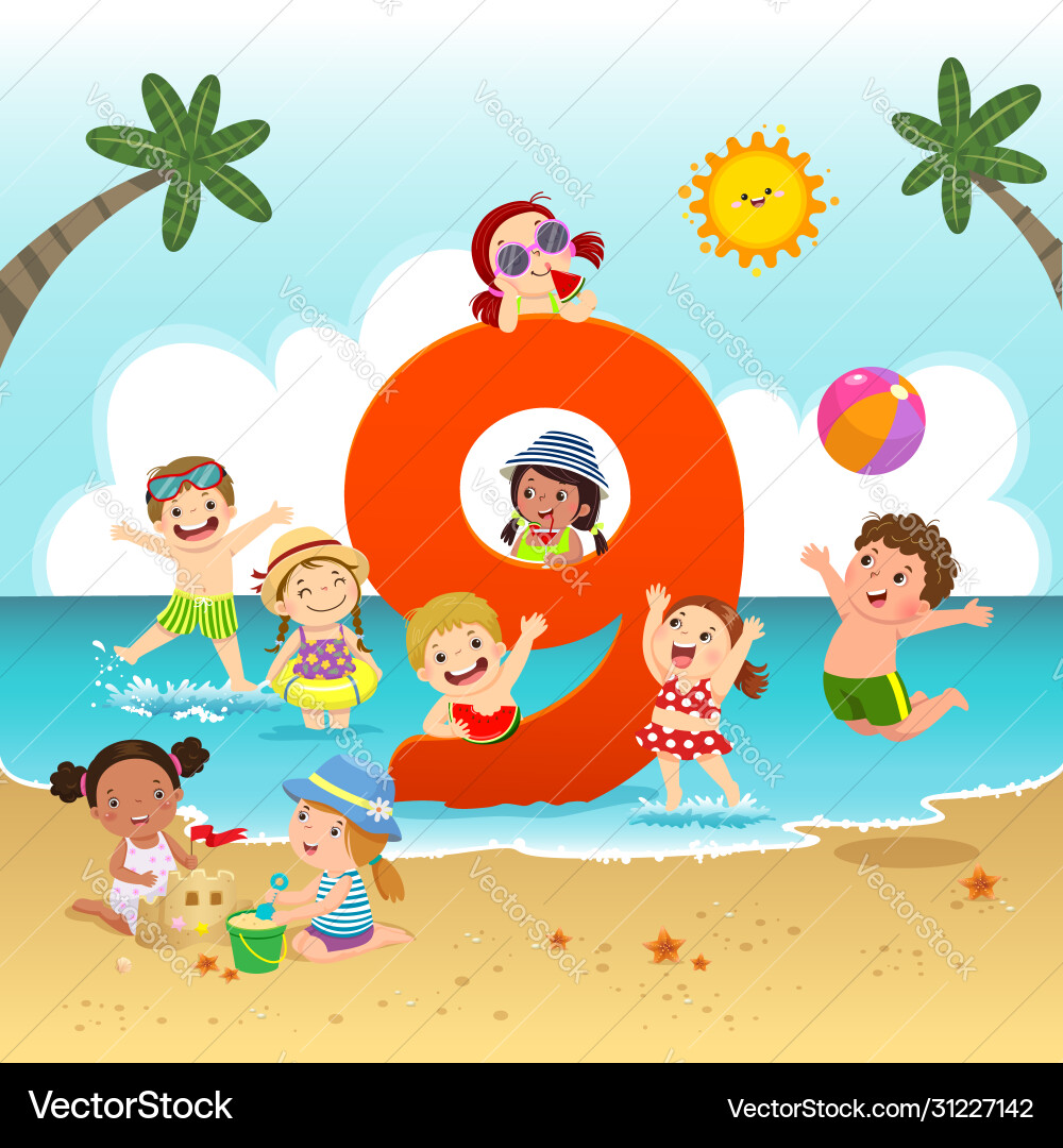 Flashcard for learning to counting number 9 Flashcard for learning to counting number 9 vector image
