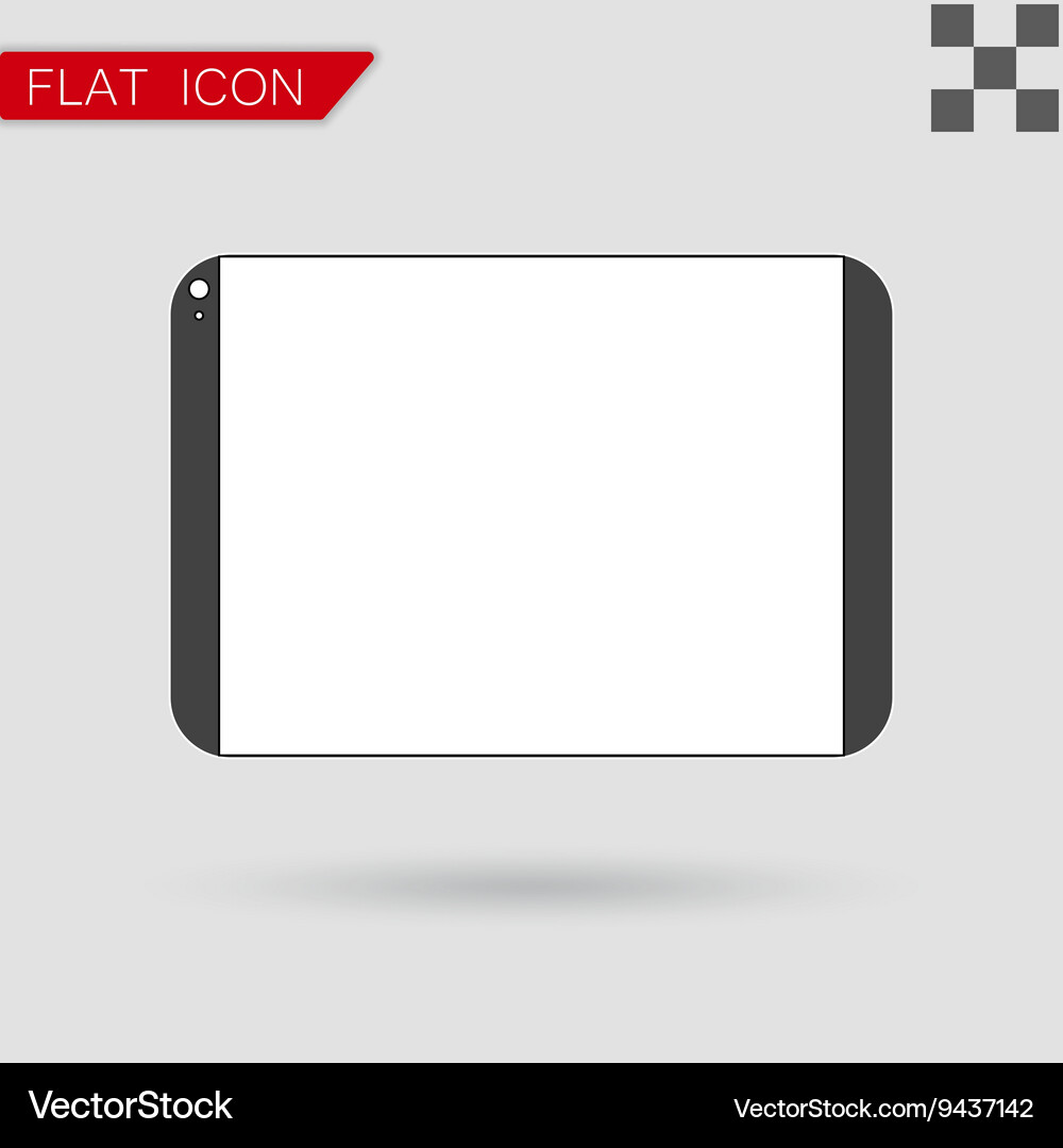 Tablet computer flat style with red Vector Image