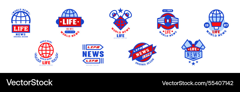 Weltlebensnachrichten Logo Design und Emblem Vorlage Weltlebensnachrichten Logo Design und Emblem Vorlage vektorbild