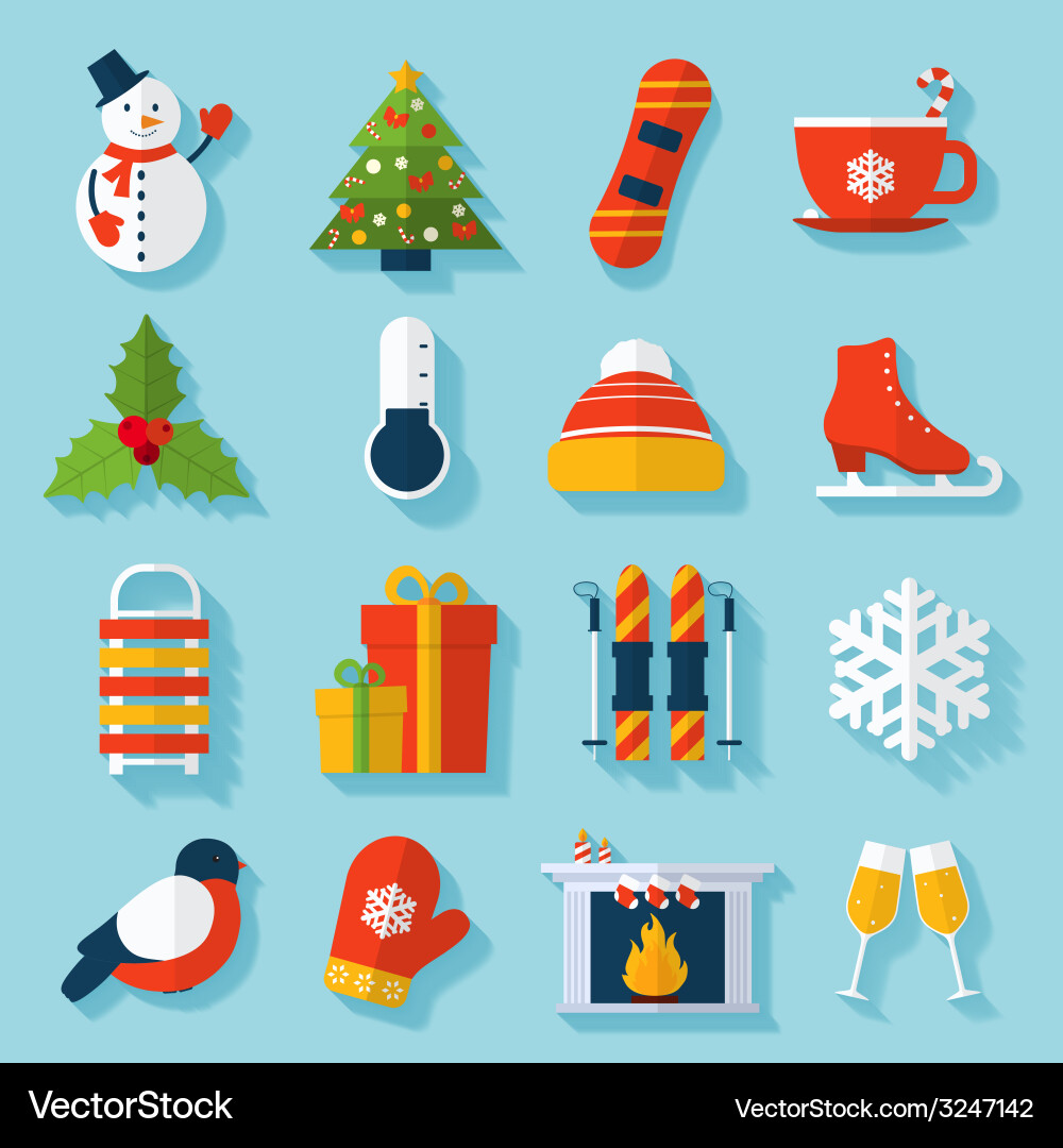 Winter Stickers Collection Vector Image