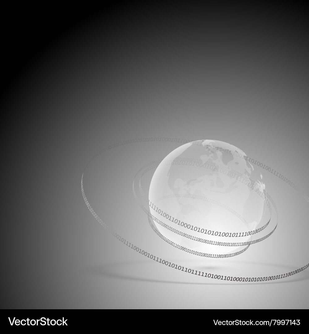 Abstract glass planet earth and binary code Vector Image