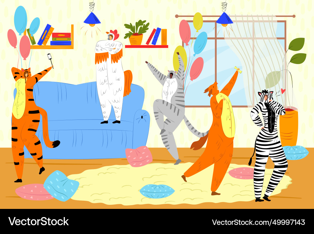 Animal kigurumi party funny Animal kigurumi party funny Vector Image