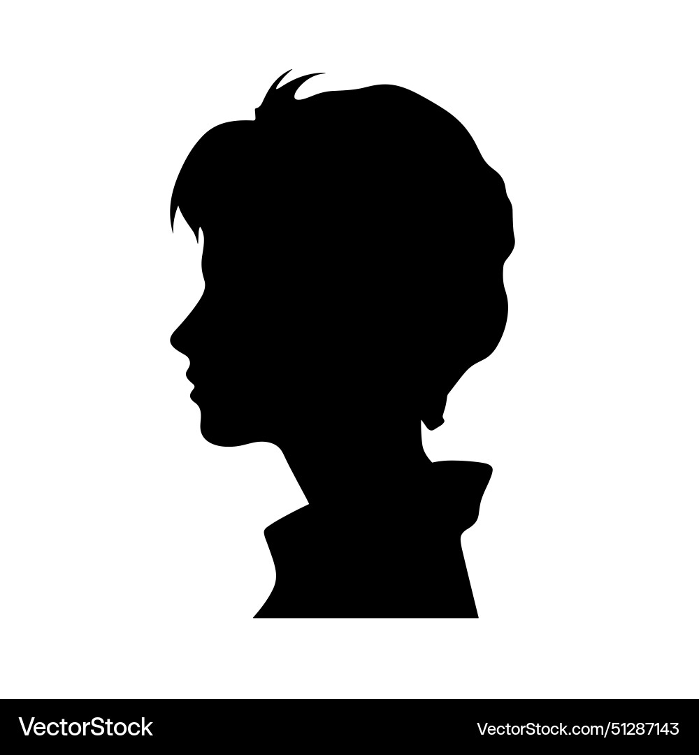 Child profile silhouette with spiky hair Vector Image