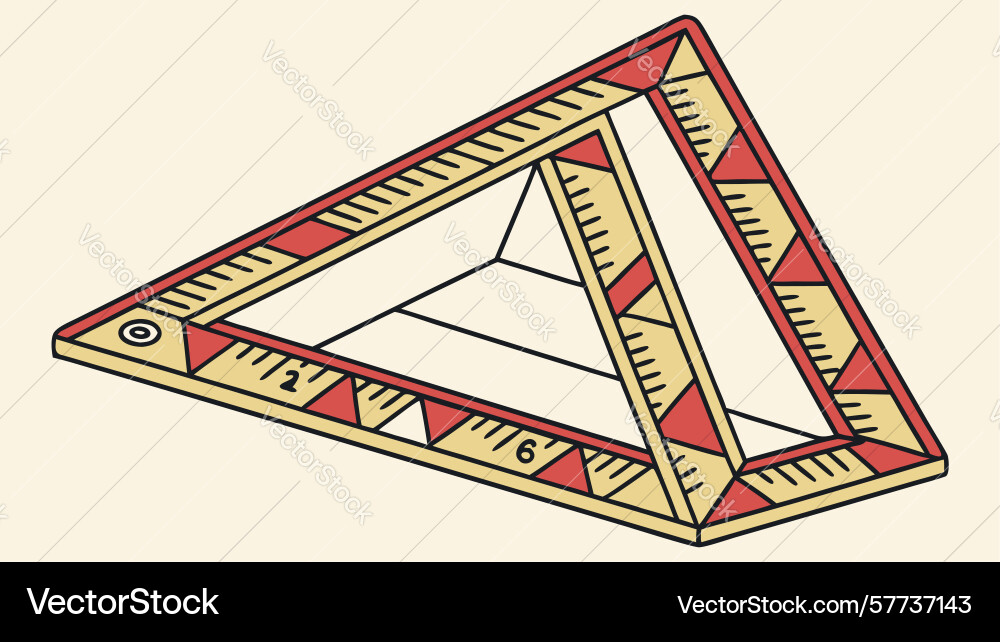 Geometric triangle ruler with abstract pattern Vector Image