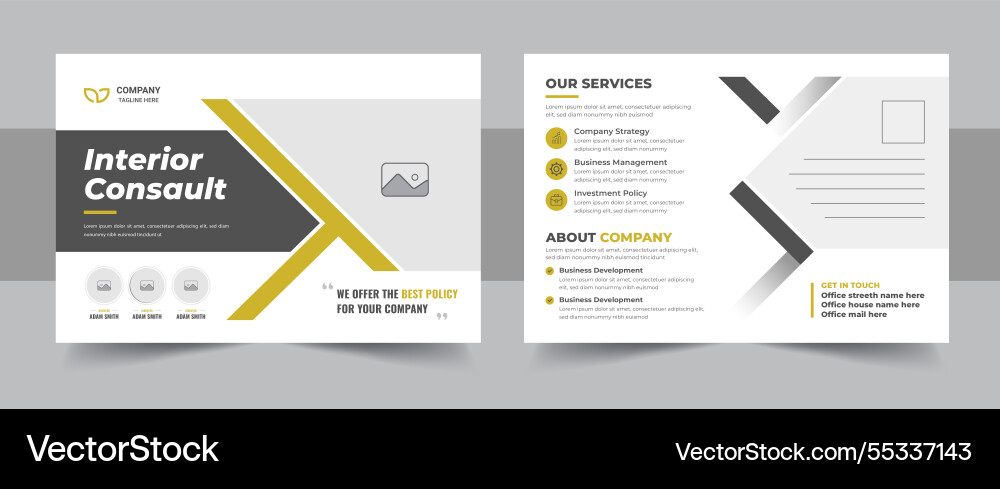 Interior postcard design template Interior postcard design template vector image