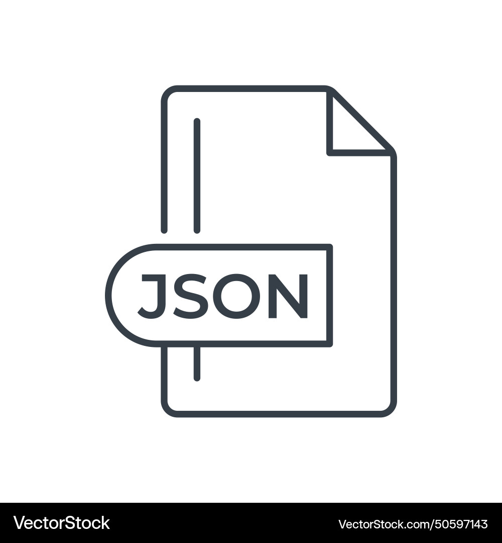 Json Datei Format icon Extension line Vektorbild